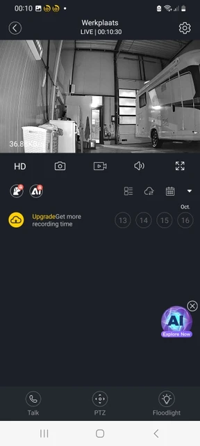 Vista en directo del hogar desde la app de la cámara